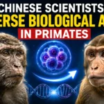 Thumbnail showing two macaque monkeys representing before-and-after aging reversal, with stem cells, DNA strands, laboratory elements, and the headline "Chinese Scientists Reverse Biological Aging in Primates."