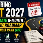 Mastering GPAT 2027 thumbnail featuring an 8-month strategic roadmap to achieve All India Rank (AIR), with study books, roadmap, trophy, and preparation strategy icons.