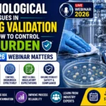 Professional webinar thumbnail illustrating microbiological issues in cleaning validation, bioburden control strategies, microbial contamination risks, GMP compliance, and pharmaceutical manufacturing hygiene practices.