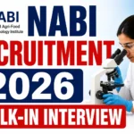 NABI Recruitment 2026 Walk-in Interview thumbnail featuring a scientist working with a microscope, NABI logo, and bold recruitment announcement.
