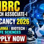 NBRC Research Associate-I Vacancy 2026 thumbnail featuring a biotechnology research laboratory, scientist working with laboratory equipment, DNA structure, brain research graphics, and recruitment information for Pharma, Biotechnology, and Life Sciences candidates.