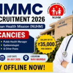 NMMC Recruitment 2026 thumbnail featuring a healthcare professional in front of the Navi Mumbai Municipal Corporation building with text highlighting 43 vacancies under the National Urban Health Mission (NUHM), salary up to ₹35,000 per month, and offline application deadline of 6 July 2026.