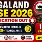 Nagaland CTSE 2026 Notification Out thumbnail featuring Pharmacist Grade-II recruitment, 180+ technical vacancies, eligibility, exam pattern, and apply online information with an attractive government job design.