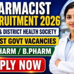 Pharmacist Recruitment 2026 thumbnail featuring latest government pharmacy vacancies in ECHS and District Health Society for D.Pharm and B.Pharm candidates.