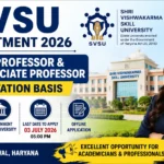 SVSU Recruitment 2026 thumbnail featuring Shri Vishwakarma Skill University campus, Skill Professor and Skill Associate Professor vacancies on deputation basis, offline application process, and Haryana location.