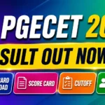 TG PGECET 2026 Result Out Now thumbnail with colorful purple, blue, and green gradient background featuring rank card download, score card, cutoff, and counselling process information.