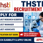 THSTI Recruitment 2026 thumbnail featuring a scientist working in a laboratory with a microscope, highlighting openings for Project Research Scientist, Project Manager, and Project Associate positions.