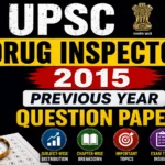 UPSC Drug Inspector 2015 Previous Year Question Paper thumbnail featuring subject-wise distribution, chapter-wise breakdown, important topics, and exam trend insights for Drug Inspector exam preparation.