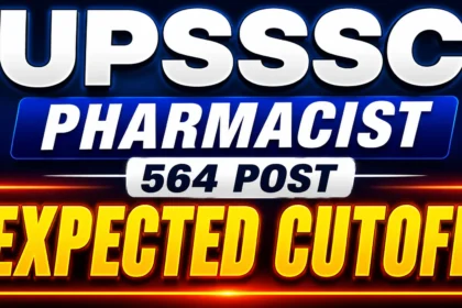 UPSSSC Pharmacist 564 Posts Expected Cut Off 2026 thumbnail featuring a dark blue background with bold white and yellow text. "EXPECTED CUTOFF" is prominently highlighted in large glowing letters for maximum visibility.