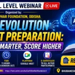 Promotional webinar thumbnail featuring an AI-powered digital brain, futuristic technology graphics, study materials, and bold text about AI revolutionizing GPAT preparation. The design highlights a national-level webinar organized by UPHAR Foundation, Odisha.