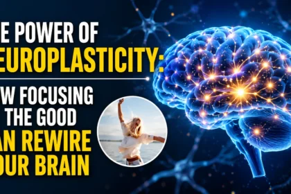 Glowing human brain with active neural connections illustrating neuroplasticity and the ability of positive thinking to rewire brain pathways.