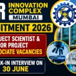 CSIR Innovation Complex Mumbai Recruitment 2026 thumbnail highlighting 7 Project Scientist and Senior Project Associate vacancies with a walk-in interview scheduled on 30 June, featuring research laboratory and institute building visuals.
