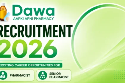 Dawa Pharmacy Recruitment 2026 thumbnail with a light green gradient background, Dawa logo, recruitment announcement, and pharmacist and senior pharmacist job opportunity icons.