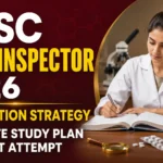 YouTube thumbnail for UPSC Drug Inspector 2026 Preparation Strategy featuring a pharmacy student studying in a laboratory with books, microscope, medicine bottle, tablets, and the text "UPSC Drug Inspector 2026 Preparation Strategy – Complete Study Plan for First Attempt."