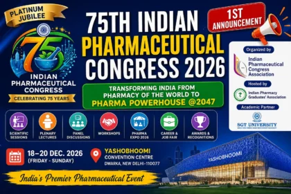 75th Indian Pharmaceutical Congress 2026 blog thumbnail featuring IPC Platinum Jubilee, Yashobhoomi Convention Centre New Delhi, event dates, theme, and conference highlights.