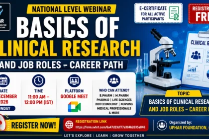 National Level Webinar on Basics of Clinical Research and Job Roles Career Path by UPHAR Foundation Odisha featuring Jagdish Jamgade from Thermo Fisher Scientific India.
