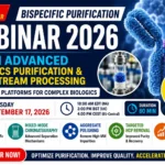 Thumbnail promoting the Bispecific Purification Webinar 2026 featuring advanced biologics purification, downstream processing, mixed-mode chromatography, antibody purification, and webinar registration details.