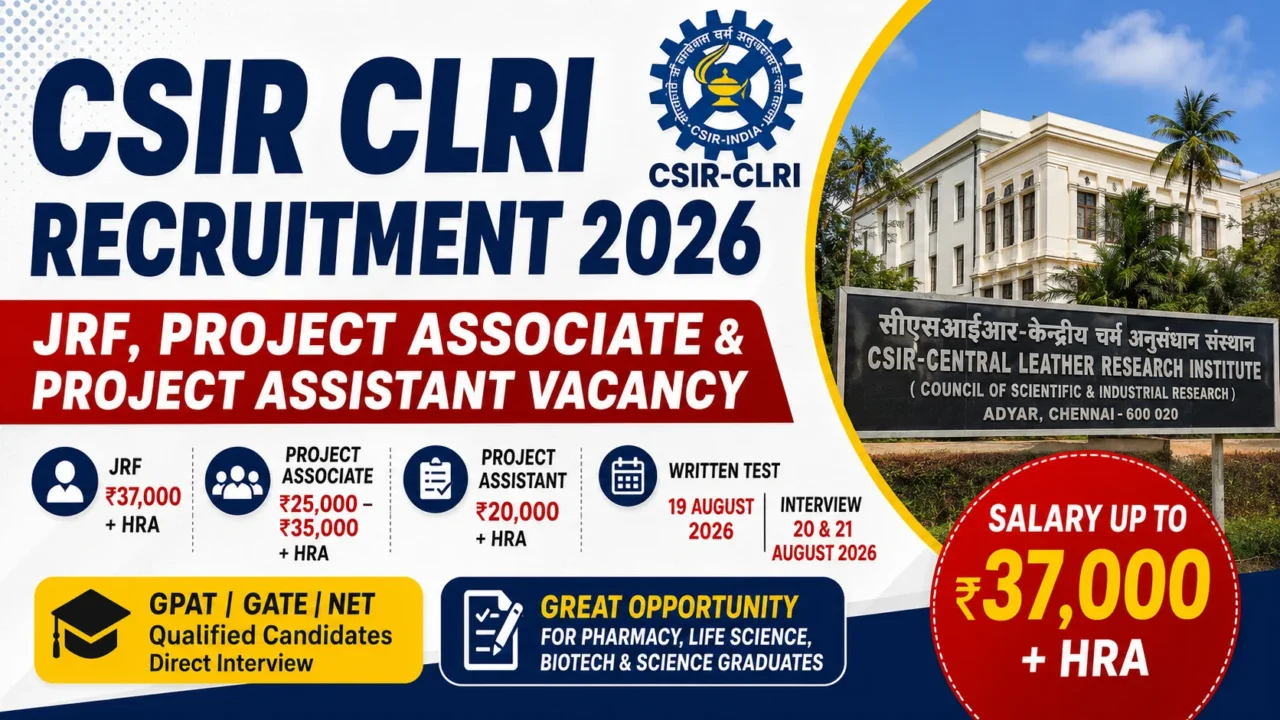 CSIR CLRI Recruitment 2026 JRF Project Associate Vacancy