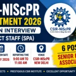 CSIR-NIScPR Recruitment 2026 thumbnail featuring Walk-in Interview for Senior Project Associate (SPA) posts with salary ₹42,000 + HRA and 6 vacancies.