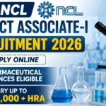 CSIR-NCL Project Associate-I Recruitment 2026 YouTube thumbnail featuring a laboratory microscope, test tubes, chemical flasks, and bold text highlighting recruitment, pharmaceutical sciences eligibility, apply online, and salary up to ₹31,000 + HRA.