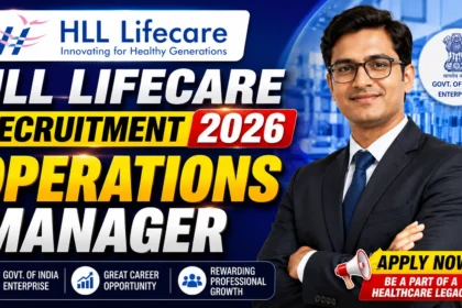 HLL Lifecare Recruitment 2026 Operations Manager Vacancy YouTube thumbnail featuring a professional executive with HLL Lifecare branding and bold recruitment announcement.