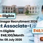 IIT Gandhinagar Project Associate-I Recruitment 2026 thumbnail featuring B.Pharm eligibility, salary up to ₹48,100 per month, last date 08 July 2026, research laboratory background, and IIT Gandhinagar campus.
