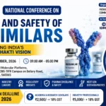 Promotional banner for the IPC National Conference on Quality and Safety of Biosimilars 2026, featuring conference dates, venue, registration deadline, biosimilar vial, laboratory research, and Biopharma SHAKTI Vision.