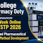 JSS College of Pharmacy Ooty announces One-Week Online FDP/STP 2026 on Advanced Pharmaceutical Analytical Method Development with HPLC laboratory instruments and analytical research setup.