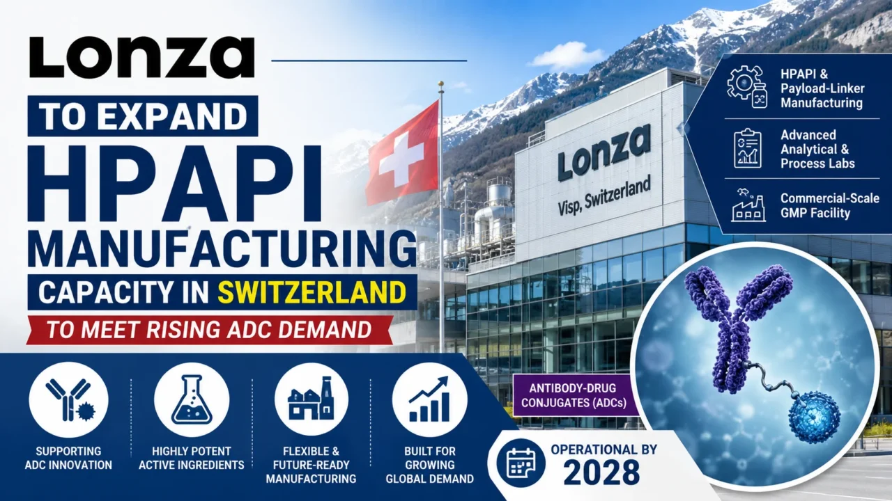 Lonza announces expansion of HPAPI and ADC payload-linker manufacturing capacity at its Visp, Switzerland facility to support the growing global demand for antibody-drug conjugates.