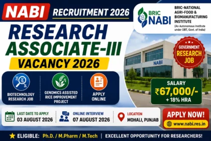BRIC NABI Recruitment 2026 Research Associate III Notification PDF