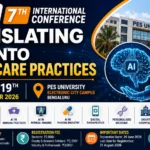 7th International Conference on Translating AI into Healthcare Practices at PES University, Bengaluru, featuring AI in healthcare, pharmacy, drug discovery, and conference details for 18–19 September 2026.