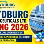 Rhydburg Pharmaceuticals Ltd Hiring 2026 thumbnail featuring Production, QC and Purchase Executive job openings in Dehradun.