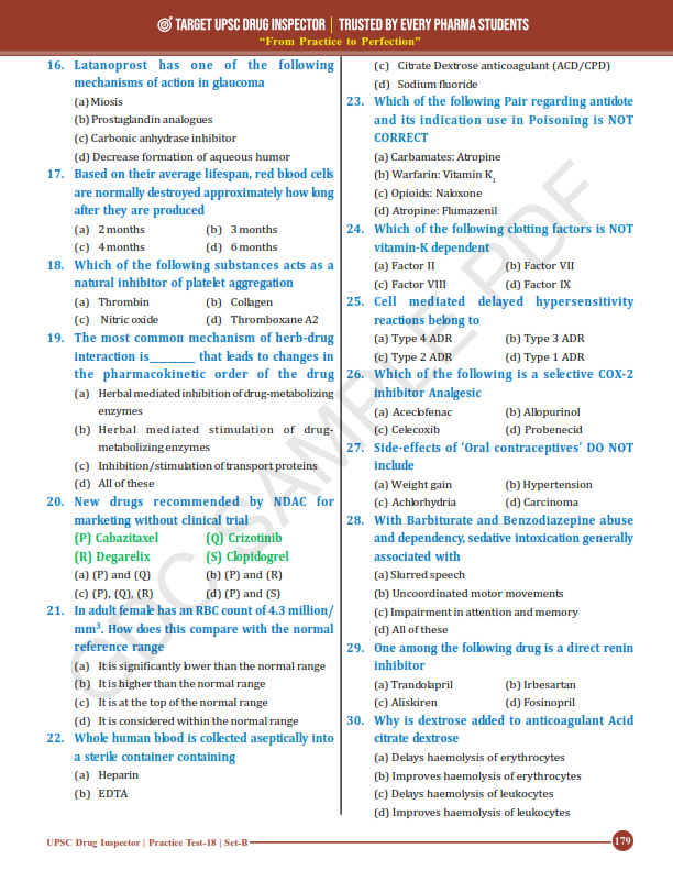 TARGET UPSC DRUG INSPECTOR PRACTICE WORK BOOK | FULLY COLOURED | MCQs WITH OMR SHEET - Image 5