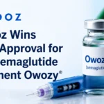 Sandoz announces Brazil approval of Owozy (semaglutide), featuring a semaglutide vial, injection pen, and Brazilian flag, highlighting the launch of a new GLP-1 treatment.