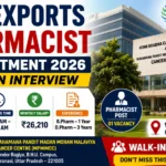 SBC Exports Pharmacist Recruitment 2026 thumbnail for Walk-in Interview at Homi Bhabha Cancer Hospital and MPMMCC, Varanasi, featuring pharmacist vacancy, salary, interview date, and eligibility.
