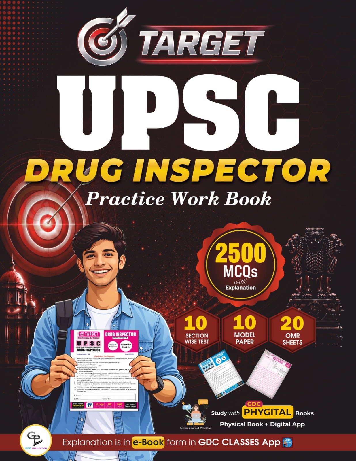 TARGET UPSC DRUG INSPECTOR PRACTICE WORK BOOK | FULLY COLOURED | MCQs WITH OMR SHEET