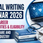 Medical Writing Webinar 2026 thumbnail highlighting career opportunities, eligibility, and scope in the healthcare and pharmaceutical industry.
