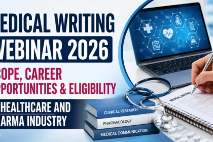 Medical Writing Webinar 2026 thumbnail highlighting career opportunities, eligibility, and scope in the healthcare and pharmaceutical industry.