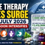 Acute therapy sales surge in July 2026 as monsoon increases demand for antihistamines, anti-infectives and cough and cold medicines.