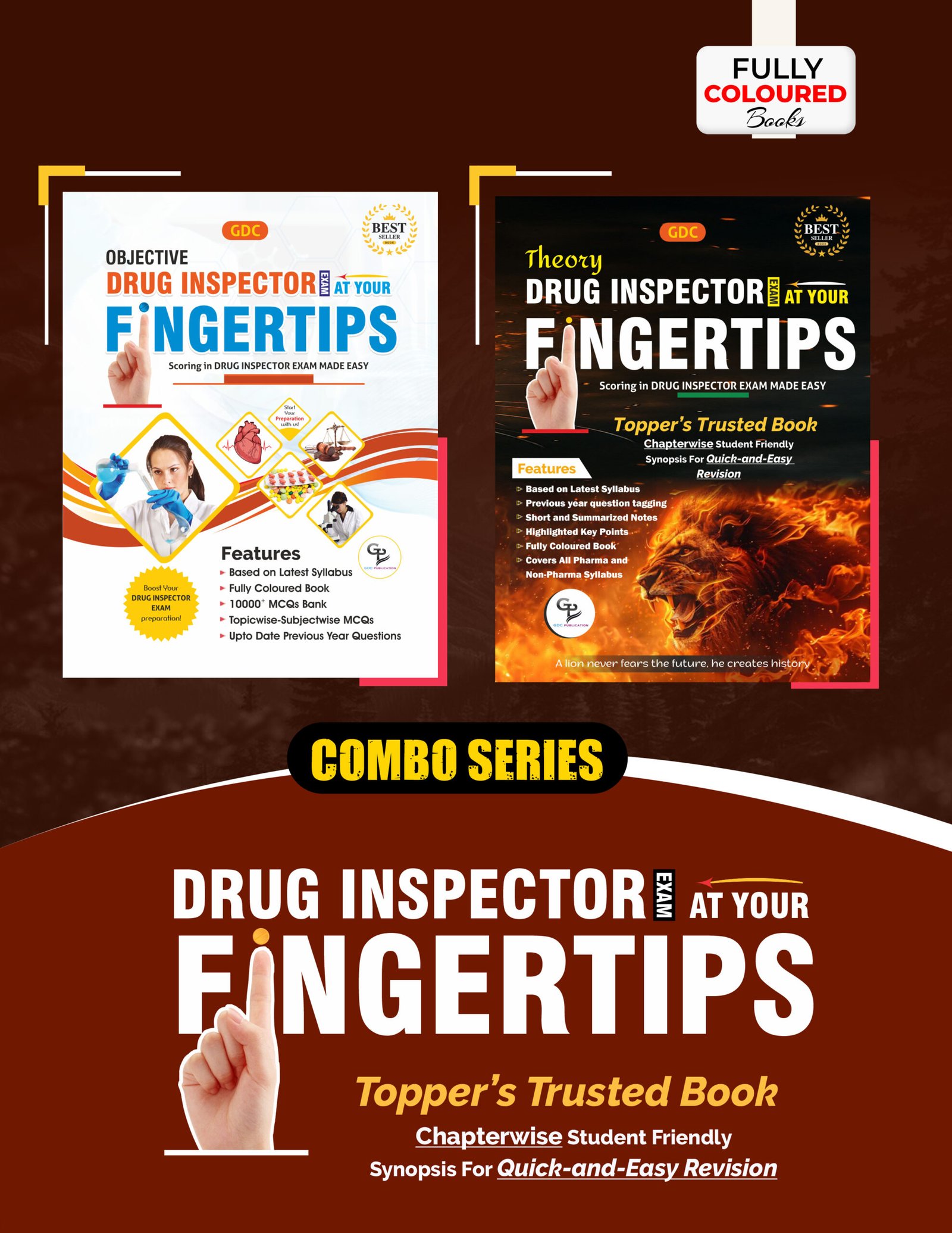 DRUG INSPECTOR EXAM AT YOUR FINGERTIPS (THEORY & OBJECTIVE) COMBO COLOURED BOOKS
