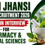 YouTube thumbnail for CARI Jhansi SRF Recruitment 2026 featuring a bold green and white design with the text "CARI Jhansi SRF Recruitment 2026 – Walk-In Interview for Pharmacy & Natural Sciences," along with Ayurveda herbs, laboratory glassware, and the CCRAS logo.