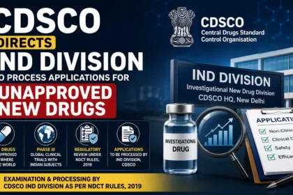 CDSCO IND Division to process applications for unapproved new drugs in India