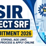 CSIR Direct SRF Recruitment 2026 thumbnail featuring CSIR logo, laboratory microscope and recruitment details.