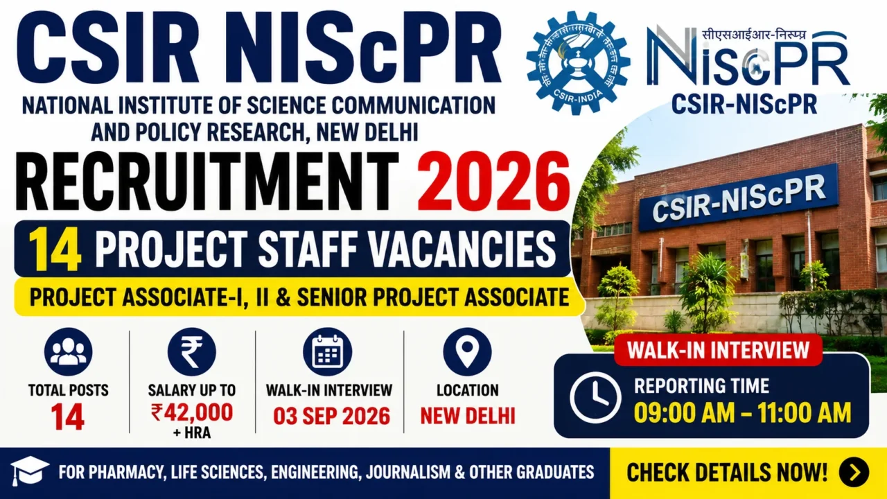 CSIR NIScPR Recruitment 2026 Notification
