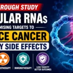 Breakthrough study on circular RNAs (circRNAs) showing their potential to reduce chemotherapy, radiotherapy, and immunotherapy side effects in cancer treatment.