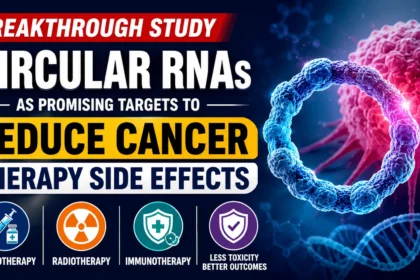 Breakthrough study on circular RNAs (circRNAs) showing their potential to reduce chemotherapy, radiotherapy, and immunotherapy side effects in cancer treatment.