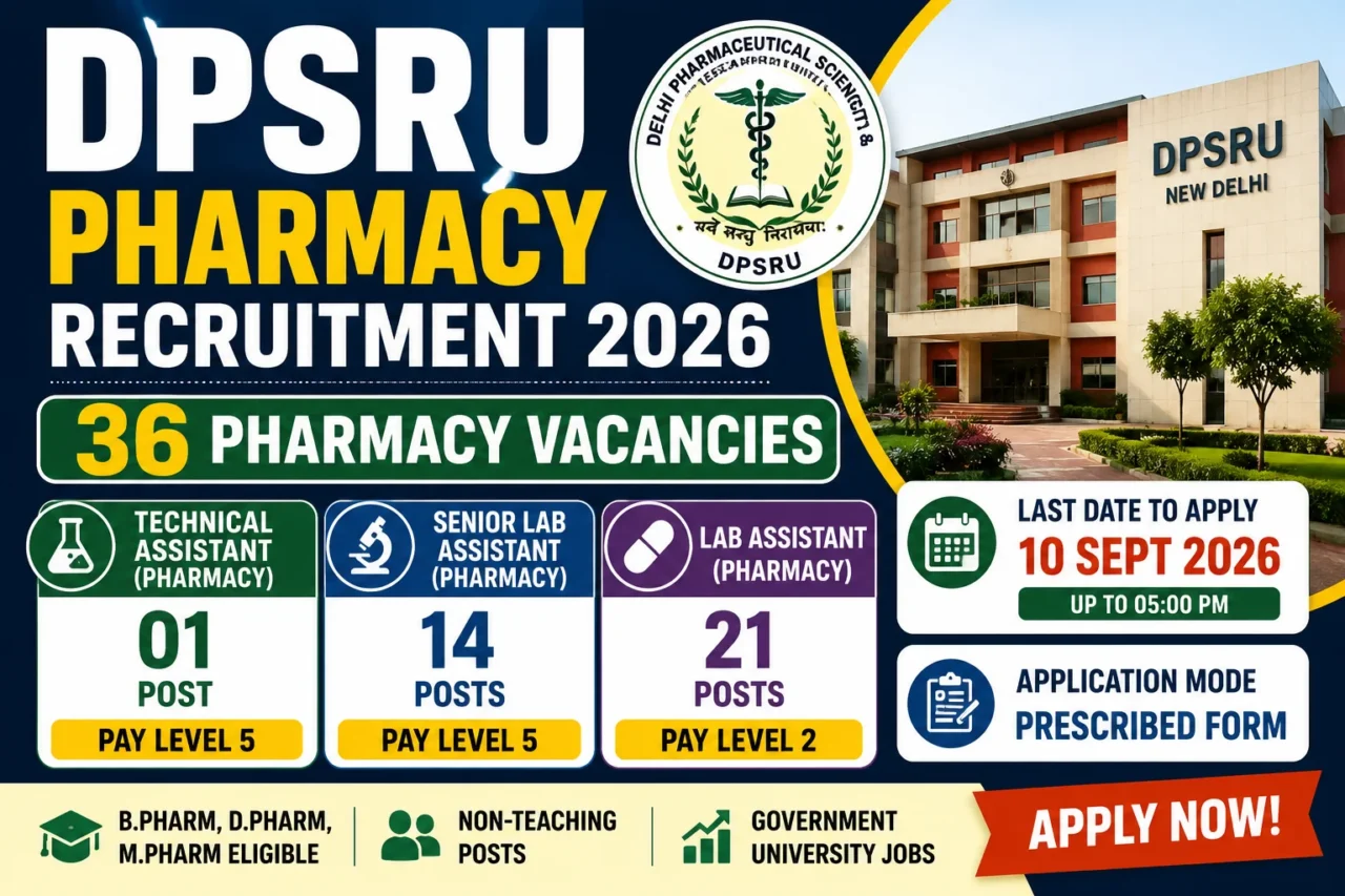 DPSRU Pharmacy Recruitment 2026 – 36 Pharmacy Vacancies