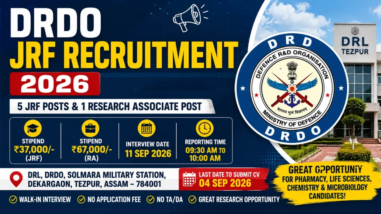 DRDO JRF Recruitment 2026 | JRF & RA Vacancy