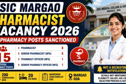 ESIC Margao Pharmacist Vacancy 2026 – 15 Pharmacy Posts Sanctioned