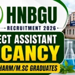 HNBGU Recruitment 2026 thumbnail highlighting Project Assistant vacancy for M.Pharm and M.Sc graduates, featuring the university campus, laboratory equipment, and medicinal plant research theme.